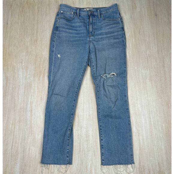 Madewell The Perfect Vintage Jean High Rise Distressed Fray Blue Denim Jeans 28 - Picture 1 of 16
